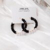 boucle d'oreille femme en forme de fleur pour femmes, bijoux de fête, de couleur noire, à géométrie ronde
