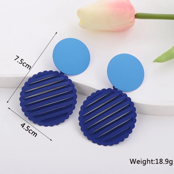 boucle d'oreille femme géométriques bleues pour femmes, style bohème, fleur