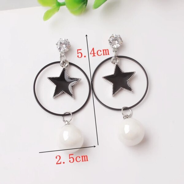 boucle d'oreille femme en forme de fleur pour femmes, bijoux de fête, de couleur noire, à géométrie ronde