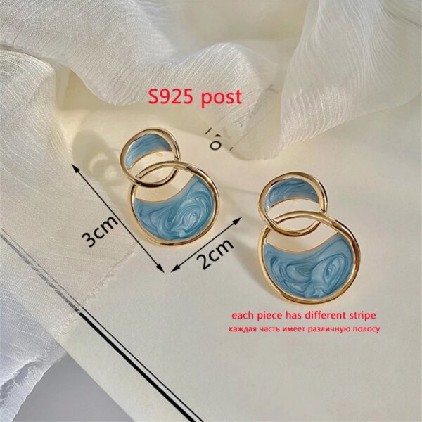 boucle d'oreille femme géométriques bleues pour femmes, style bohème, fleur