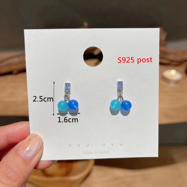 boucle d'oreille femme géométriques bleues pour femmes, style bohème, fleur