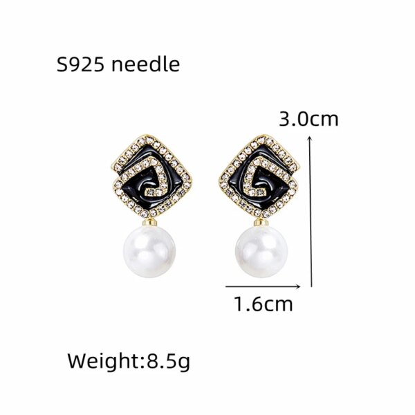 30683-ae9038.jpg boucle d'oreille femme en forme de fleur pour femmes, bijoux de fête, de couleur noire, à géométrie ronde