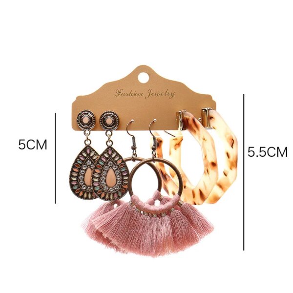 boucle d'oreille femme – lot de 3 paires de boucles d'oreilles Vintage à franges pour femmes