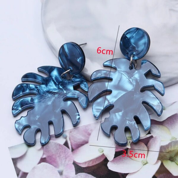 boucle d'oreille femme géométriques bleues pour femmes, style bohème, fleur