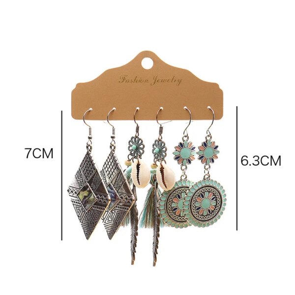 boucle d'oreille femme – lot de 3 paires de boucles d'oreilles Vintage à franges pour femmes