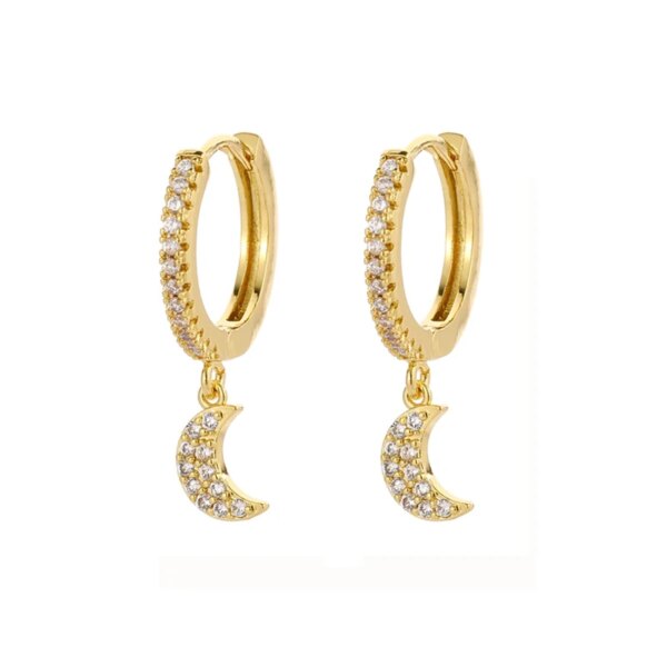 boucle d'oreille femme en Zircon pour hommes et femmes, pendentif étoile et lune