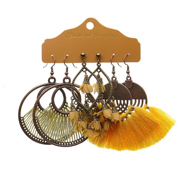 boucle d'oreille femme – lot de 3 paires de boucles d'oreilles Vintage à franges pour femmes