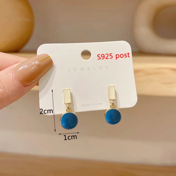 boucle d'oreille femme géométriques bleues pour femmes, style bohème, fleur