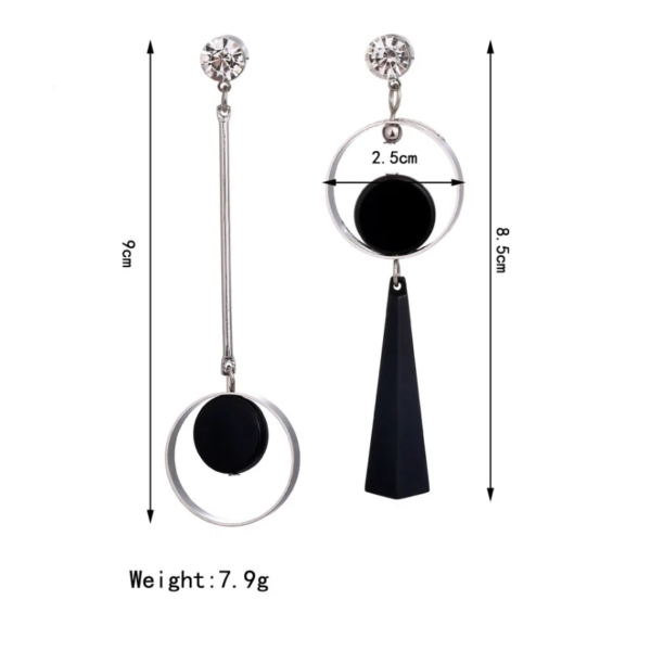 boucle d'oreille femme en forme de fleur pour femmes, bijoux de fête, de couleur noire, à géométrie ronde