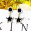 boucle d'oreille femme en forme de fleur pour femmes, bijoux de fête, de couleur noire, à géométrie ronde
