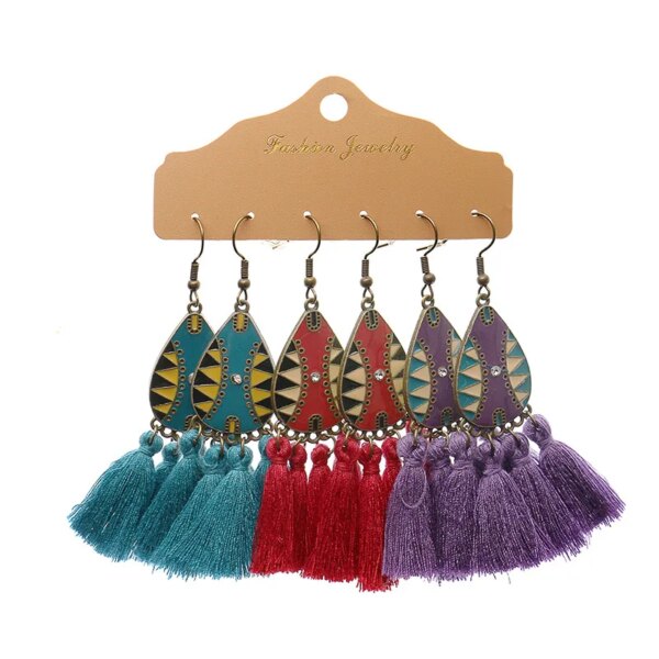 boucle d'oreille femme – lot de 3 paires de boucles d'oreilles Vintage à franges pour femmes
