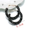 boucle d'oreille femme en forme de fleur pour femmes, bijoux de fête, de couleur noire, à géométrie ronde