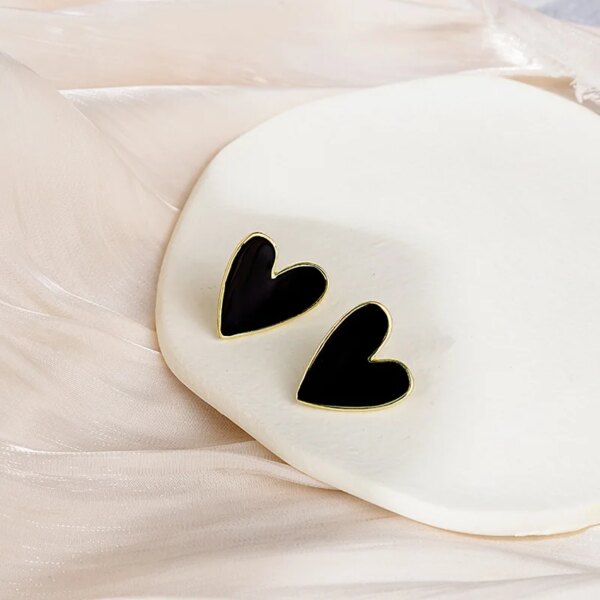 boucle d'oreille femme en forme de fleur pour femmes, bijoux de fête, de couleur noire, à géométrie ronde