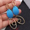 boucle d'oreille femme géométriques bleues pour femmes, style bohème, fleur