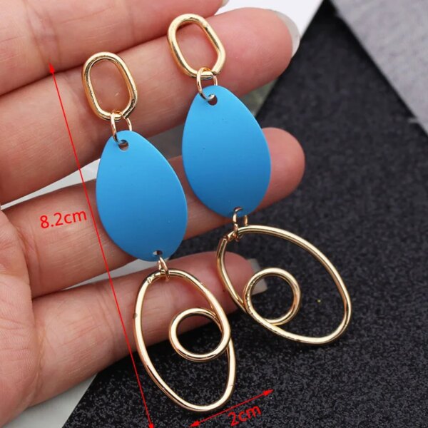 boucle d'oreille femme géométriques bleues pour femmes, style bohème, fleur