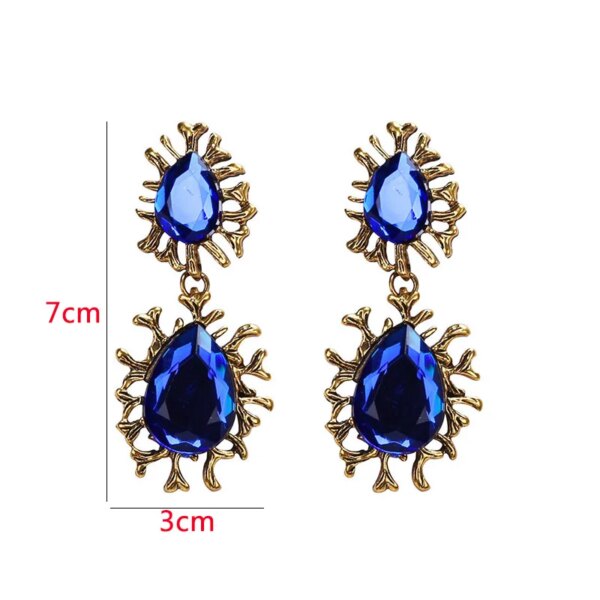boucle d'oreille femme géométriques bleues pour femmes, style bohème, fleur