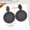 boucle d'oreille femme en forme de fleur pour femmes, bijoux de fête, de couleur noire, à géométrie ronde