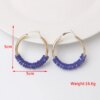 boucle d'oreille femme géométriques bleues pour femmes, style bohème, fleur