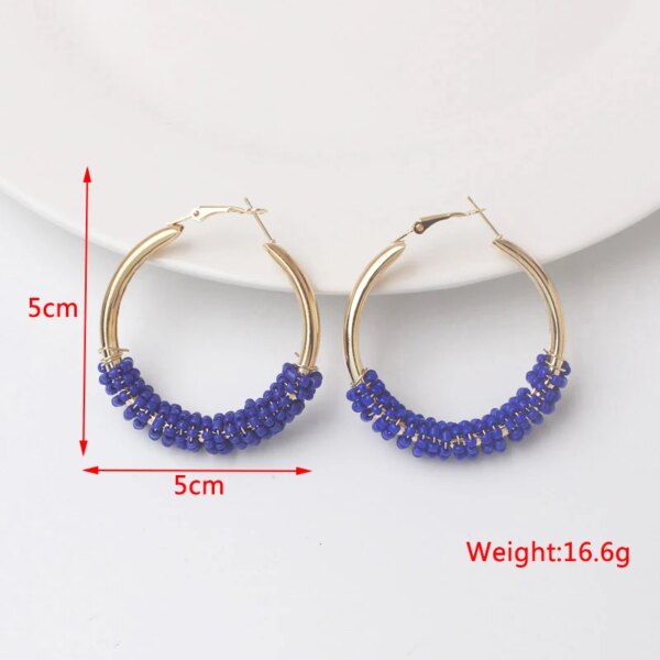 boucle d'oreille femme géométriques bleues pour femmes, style bohème, fleur