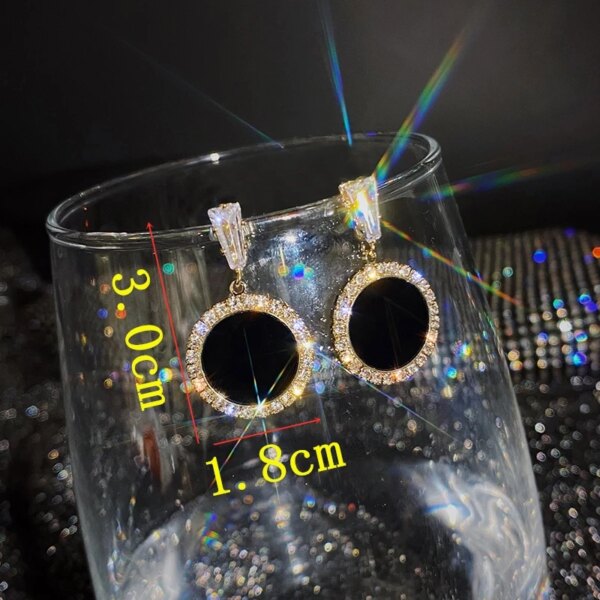 30819-6c10af.jpg boucle d'oreille femme en forme de fleur pour femmes, bijoux de fête, de couleur noire, à géométrie ronde