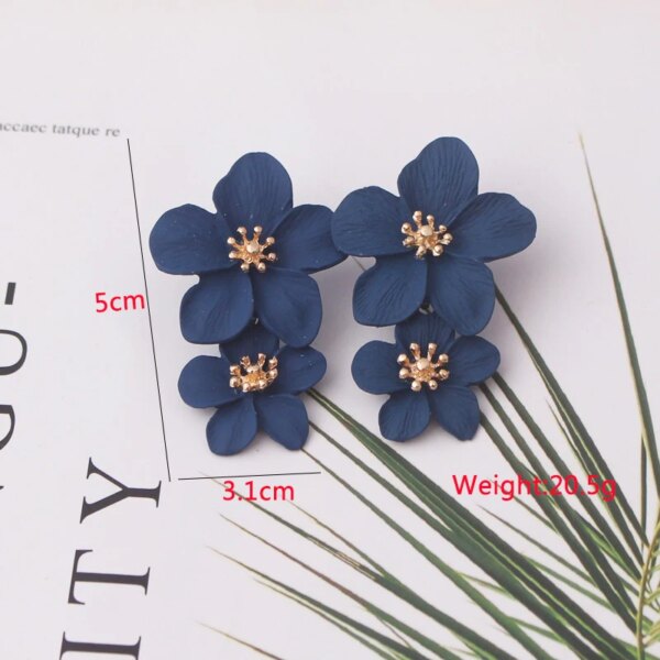 boucle d'oreille femme géométriques bleues pour femmes, style bohème, fleur