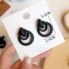boucle d'oreille femme en forme de fleur pour femmes, bijoux de fête, de couleur noire, à géométrie ronde