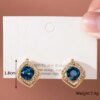 boucle d'oreille femme géométriques bleues pour femmes, style bohème, fleur