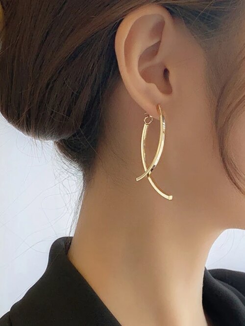 boucle d'oreille femme coréennes en acier inoxydable pour femmes, longues, pendantes
