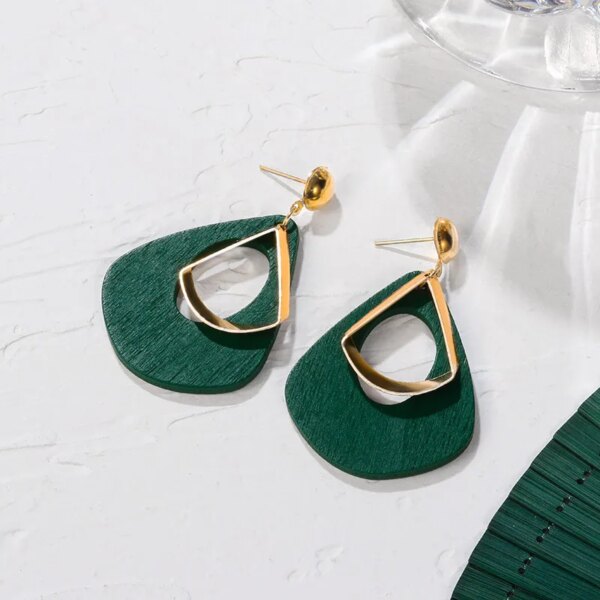 boucle d'oreille femme de déclaration coréenne pour femmes, vert mignon arcylique géométrique Dangle