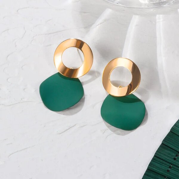 boucle d'oreille femme de déclaration coréenne pour femmes, vert mignon arcylique géométrique Dangle