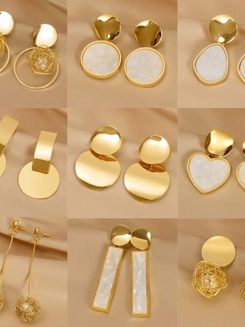 boucle d'oreille femme géométriques en métal pour femmes, boucles d'oreilles rondes en acrylique de couleur noire