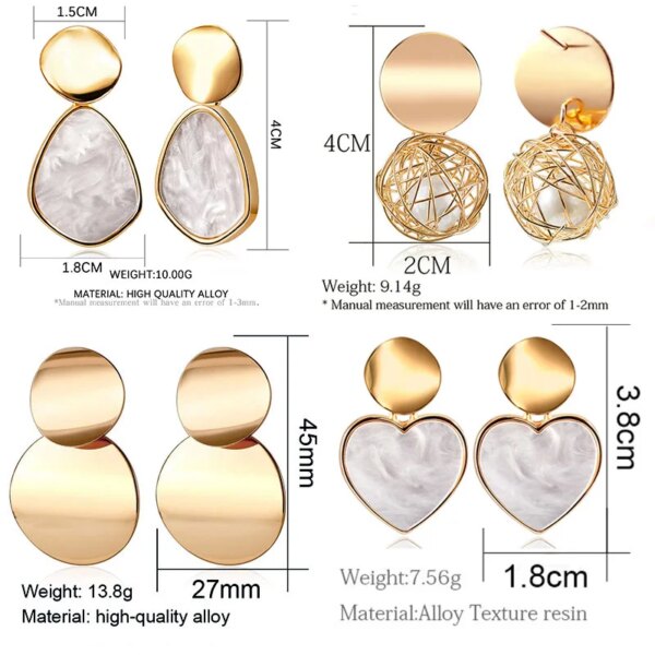 boucle d'oreille femme géométriques en métal pour femmes, boucles d'oreilles rondes en acrylique de couleur noire
