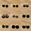 boucle d'oreille femme géométriques en métal pour femmes, boucles d'oreilles rondes en acrylique de couleur noire