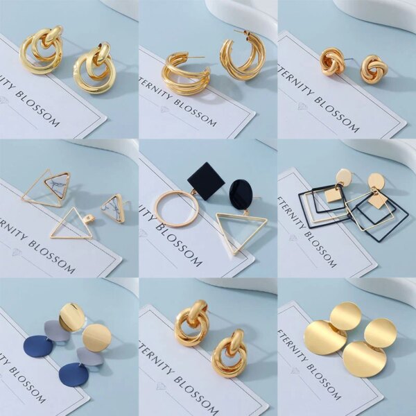 boucle d'oreille femme rondes à la mode coréenne pour femmes, pendants d'oreilles arcyques géométriques