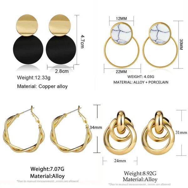 boucle d'oreille femme rondes à la mode coréenne pour femmes, pendants d'oreilles arcyques géométriques