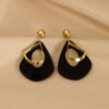 boucle d'oreille femme géométriques en métal pour femmes, boucles d'oreilles rondes en acrylique de couleur noire