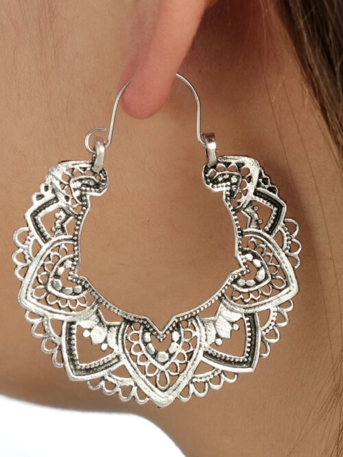 boucle d'oreille femme Vintage en alliage ethnique pour femme, pendants d'oreilles en argent Antique, bijoux pendants 4313