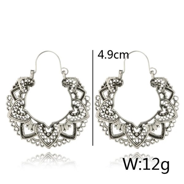 boucle d'oreille femme Vintage en alliage ethnique pour femme, pendants d'oreilles en argent Antique, bijoux pendants 4313