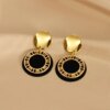 boucle d'oreille femme géométriques en métal pour femmes, boucles d'oreilles rondes en acrylique de couleur noire