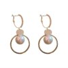 boucle d'oreille femme Coréennes Surdimensionnées à Perle Blanche, Bijoux de Mariage en Zircon Rond Doré de Style Bohème