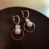 boucle d'oreille femme Coréennes Surdimensionnées à Perle Blanche, Bijoux de Mariage en Zircon Rond Doré de Style Bohème