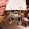 boucle d'oreille femme Coréennes Surdimensionnées à Perle Blanche, Bijoux de Mariage en Zircon Rond Doré de Style Bohème