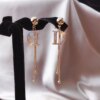 boucle d'oreille femme Coréennes Surdimensionnées à Perle Blanche, Bijoux de Mariage en Zircon Rond Doré de Style Bohème