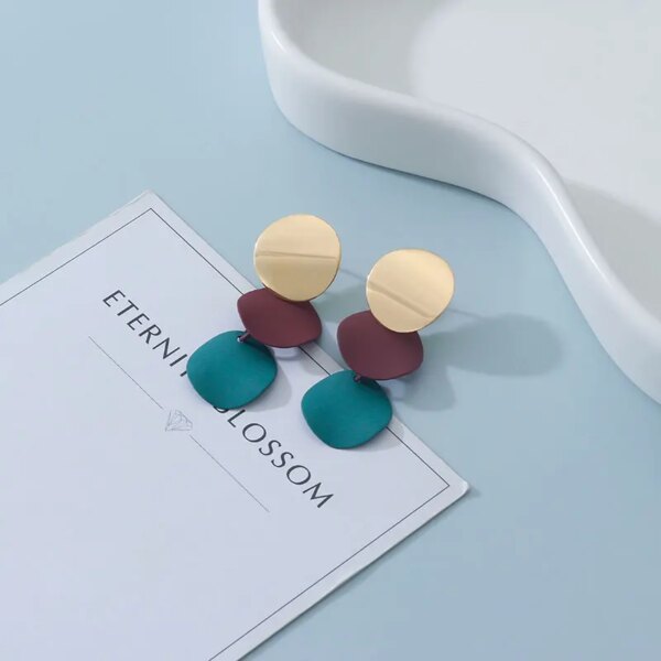 boucle d'oreille femme rondes à la mode coréenne pour femmes, pendants d'oreilles arcyques géométriques