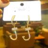 boucle d'oreille femme Coréennes Surdimensionnées à Perle Blanche, Bijoux de Mariage en Zircon Rond Doré de Style Bohème