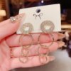 boucle d'oreille femme Coréennes Surdimensionnées à Perle Blanche, Bijoux de Mariage en Zircon Rond Doré de Style Bohème