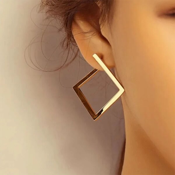 boucle d'oreille femme coréennes, Bijoux à la mode, Punk, minimaliste, carré, irrégulier