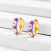 31405-a49bda.jpg Petites boucle d'oreille femme Huggie Vintage en Émail Tendance, Bijou à la Mode en Forme de Fleur