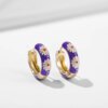 31406-c52a98.jpg Petites boucle d'oreille femme Huggie Vintage en Émail Tendance, Bijou à la Mode en Forme de Fleur