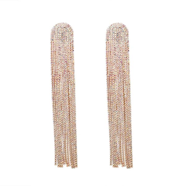 boucle d'oreille femme à pampilles en strass pour femmes, bijoux de fête de mariage, longs cadeaux